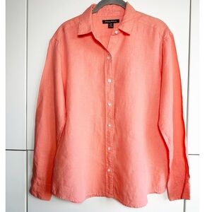 Tommy Bahama Women’s Long Sleeve Linen Button Down Shirt Coral Color Size Small
